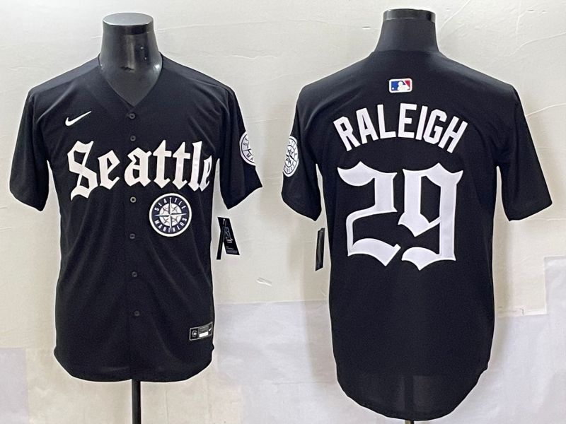 Men 2025 Seattle Mariners 29 Raleigh Black Five generations Joint Name Nike MLB Jersey style 62343